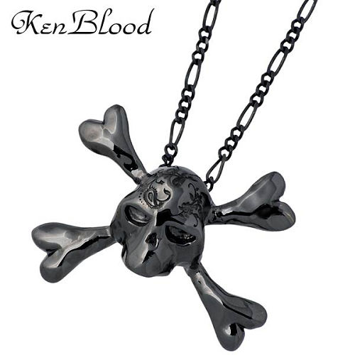 ケンブラッド ネックレス（メンズ） ケンブラッド KEN BLOOD トライアンフ シルバー ブラック スカル ネックレス アクセサリー シルバー925 スターリングシルバー KP-354BK