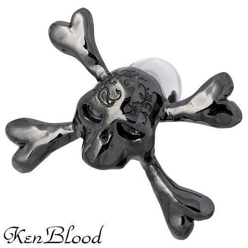【ポイント5倍!ブラックフライデー!】 ケンブラッド KEN BLOOD トライアンフ シルバーピン ブラック スカル ピンブローチ シルバー925 スターリン...