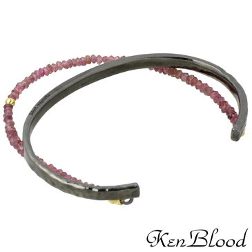 KEN BLOOD【ケンブラッド】 シルバー バングル アクセサリー ピンクトルマリン ブラック シルバー925 スターリングシルバー KP-376S-BK