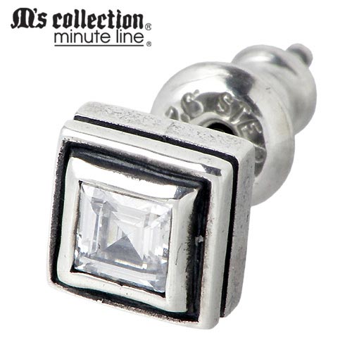 エムズ コレクション M's collection キュービック スクエア シルバー ピアス アクセサリー 1個売り 片耳用 スタッドタイプ シルバー925 スターリングシルバー M0196