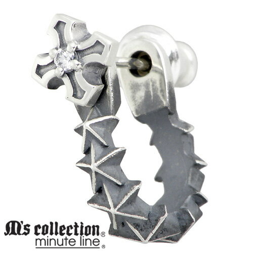 エムズコレクション M's collection クロス フープ シルバー ピアス アクセサリー 1個売り 片耳用 ストーン 十字架 スター 星 シルバー925...