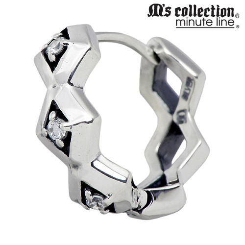 エムズ コレクション M's collection フープ シルバー ピアス アクセサリー 1個売り 片耳用 キュービック CZ シルバー925 スターリングシルバー M0391