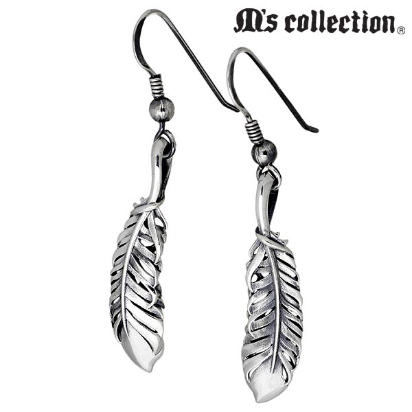 エムズコレクション M's collection フェザー シルバー フック ピアス アクセサリー 羽根 2個売り 両耳用 メンズ レディース シルバー925 ...