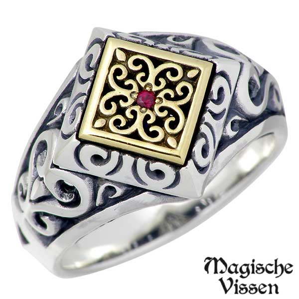 【ポイント5倍！楽天イーグルス感謝祭】 マジェスフィッセン Magische Vissen シルバーx真鍮 リング ストーン 指輪 アクセサリー 10〜25号 シルバー925 スターリングシルバー OZR-082RB