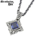 エムズコレクション M's collection 合成サファイア シルバー ネックレス アクセサリー チェーン付き シルバー925 スターリングシルバー X02...