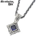 エムズコレクション M's collection 合成サファイア シルバー ネックレス アクセサリー チェーン付き シルバー925 スターリングシルバー X02...