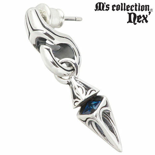 エムズコレクション M's collection ブルーキュービック スタッド シルバー ピアス アクセサリー 1個売り 片耳用 シルバー925 スターリングシ...