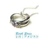 【スーパーSALE 20%OFF!】 シルバー ネックレス アクセサリー 誕生石 2連リング 2月 天然アメジスト シルバー925 スターリングシルバー DR66-02