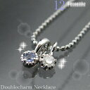 【スーパーSALE 20%OFF!】 シルバー ネックレス アクセサリー 誕生石 ダイヤモンド リリー ツイントップ 12月 天然タンザナイト シルバー925 スターリングシルバー E1546E1353-12