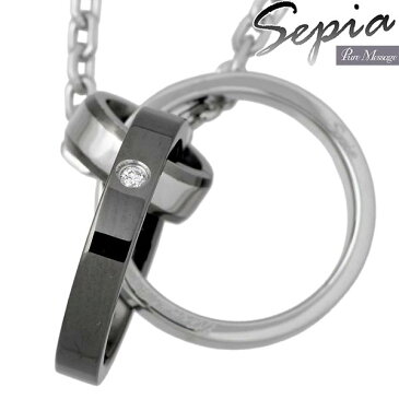 セピア Sepia ステンレス 316L ダイヤモンド ペア ネックレス アクセサリー 金属アレルギー対応 PMS-126-127-P