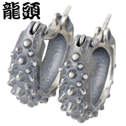 龍頭 RYUZU 霰 あられ フープ シルバー ピアス2ヶ 燻し 2個売り 両耳用 シルバー925 スターリングシルバー シルバー950 RYUZU-PI-34...