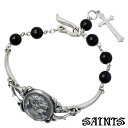セインツ SAINTS 女神 シルバー ブレスレット アクセサリー ハーフバングル アクセサリー メンズ ストーン SSB-25