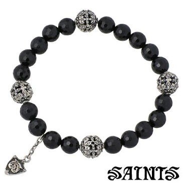 SAINTS【セインツ】 オニキス ビーズ ブレスレット キュービック シルバーアクセサリー シルバー925 SSB11-71BK