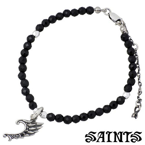 セインツ SAINTS ウィング ビーズ ブレスレット アクセサリー オニキスビーズ ブラックキュービック シルバー925 スターリングシルバー SSB2-85...