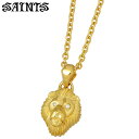 【ポイント5倍!27日まで】 セインツ SAINTS シルバー ネックレス アクセサリー 獅子王 メンズ ライオン キュービック ゴールド SSP-841GD