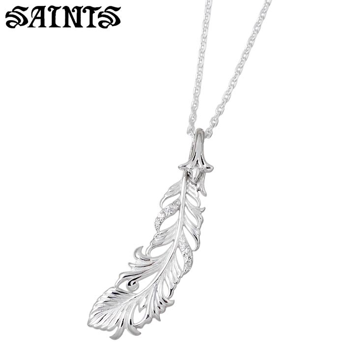 セインツ SAINTS ジルコニア フェザー シルバー ネックレス アクセサリー メンズ 羽根 SSP12-207WT