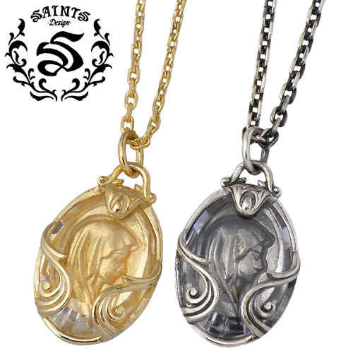 【ポイント5倍!30日まで!】 セインツ SAINTS スワロフスキー エレメント マリア シルバー ペア ネックレス アクセサリー キュービック シルバー92...