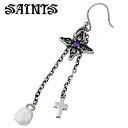 【ポイント5倍! 13日まで!】 セインツ SAINTS ジルコニア スカル クロス シルバー ピアス アクセサリー 1個売り 片耳用 ドクロ 髑髏 十字架 C...