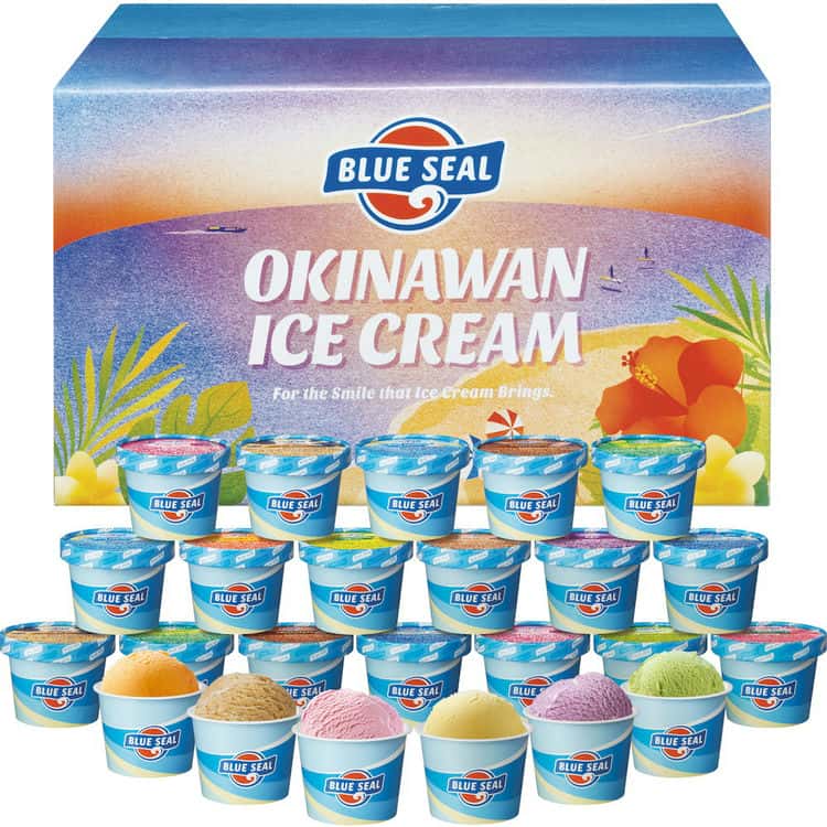 【スーパーSALE 10%OFF！】沖縄 ブルーシールアイス 計24個 アイスクリーム 直営で人気のOKINAWANフレーバーとアメリカンフレーバーを詰め合わせたギフトセット商品です お歳暮 お中元 ご進物 ギフト 贈り物に最適 ※離島は配送不可