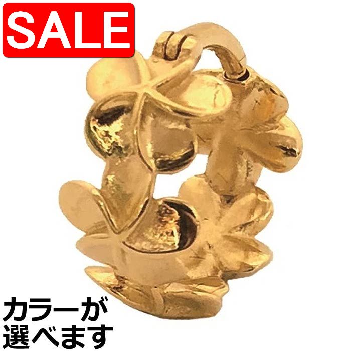 【スーパーSALE 50%OFF!】 ステンレス ボディー ピアス リング ワンタッチ プルメリア ハワイアンジュエリー 金属アレルギー対応 アクセサリー 医療...