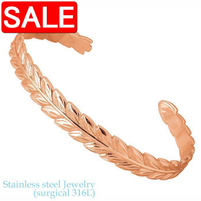 【スーパーSALE 50%OFF!】 ステンレス バングル アクセサリー 金属アレルギー対応 ハワイアンジュエリー ハワジュ レディース ピンクゴールド 医療用...