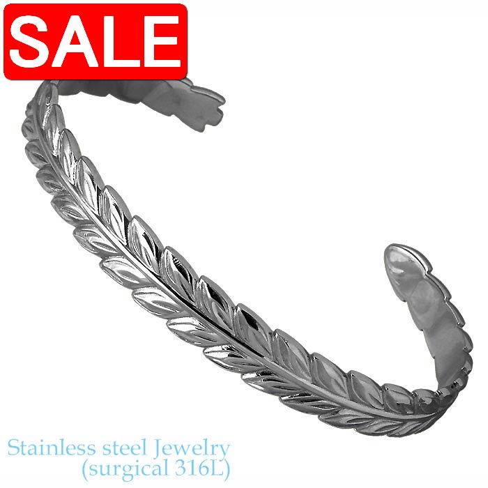 【スーパーSALE 50%OFF!】 ステンレス ハワイアンジュエリー ハワジュ バングル アクセサリー 金属アレルギー対応 レディース ブラック 医療用サージ...