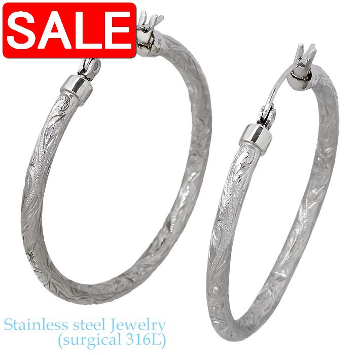 【スーパーSALE 50%OFF!】 ステンレス ピアス アクセサリー 金属アレルギー対応 ハワイアンジュエリー フープ アレルギーフリー サージカルステンレス...