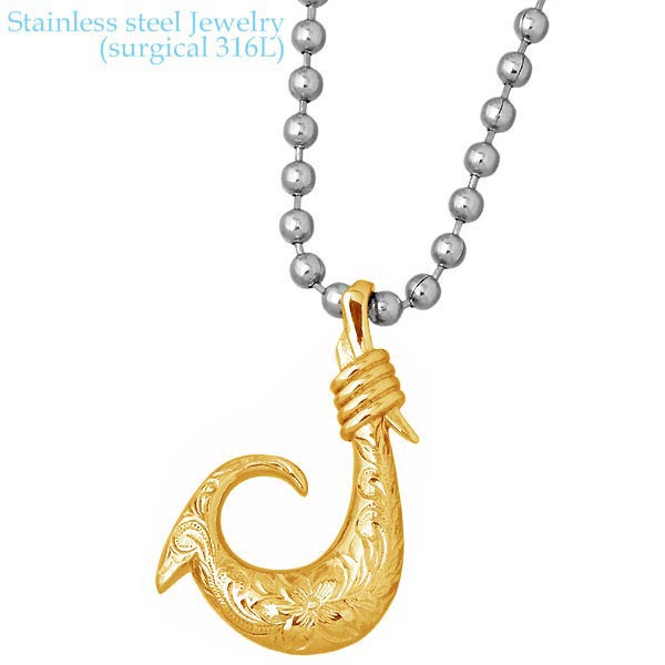 【ポイント5倍!ブラックフライデー!】 ステンレス ネックレス アクセサリー 金属アレルギー対応 ハワイアンジュエリー ハワジュ メンズ レディース フィッシュ...