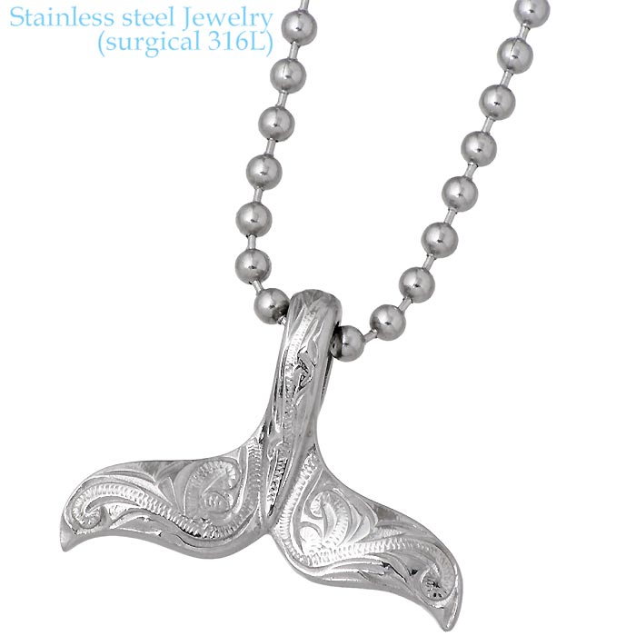 【ポイント5倍!ブラックフライデー!】 ステンレス ネックレス アクセサリー 金属アレルギー対応 ハワイアンジュエリー ホエールテール アレルギーフリー サージ...