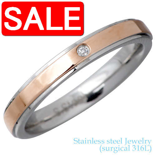 【スーパーSALE 50%OFF!】 ステンレス リング 金属アレルギー対応 カラー 指輪 アクセサリー アレルギーフリー GRSS126JA-RO
