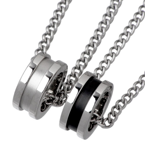 【ポイント5倍!30日まで!】 ヴィー vie ステンレス リング型 ペアネックレス アクセサリー 金属アレルギー対応 シルバー ブラック アレルギーフリー v...
