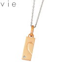 ヴィー vie ステンレス ネックレス プレート レディース キュービック ピンク 金属アレルギー対応 アレルギーフリー vie-N1294P