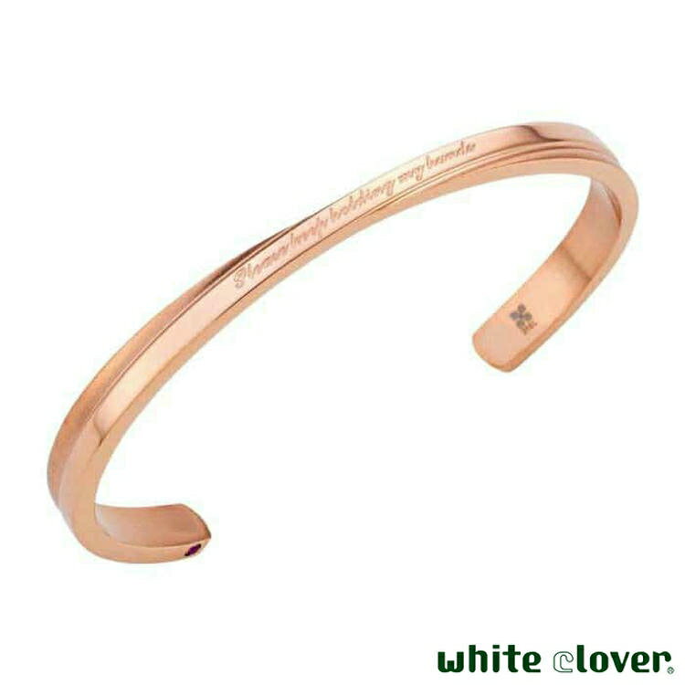 【ポイント5倍!ブラックフライデー!】 ホワイトクローバー white clover レディース バングル 刻印可能 誕生月 アレルギーフリー サージカルステン...