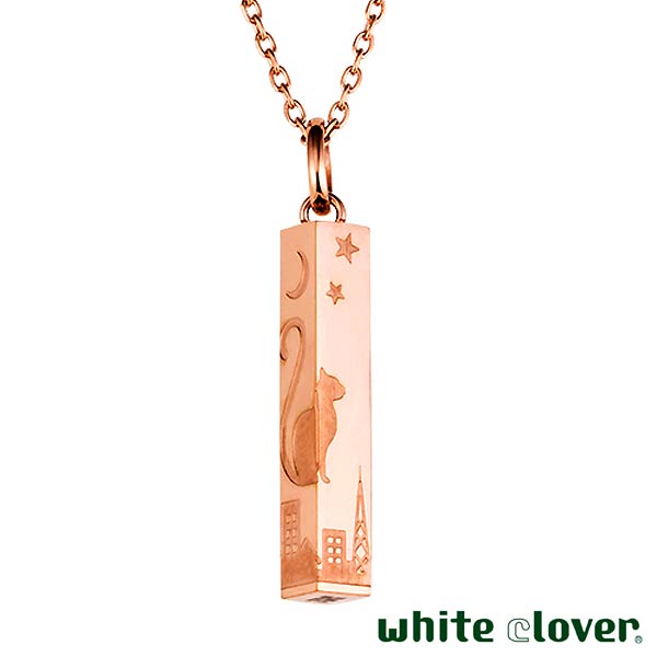 クローバー ホワイトクローバー white clover ネックレス アクセサリー 金属アレルギー対応 猫 月モチーフ シェアハート ステンレス レディース ゴールド アレルギーフリー 刻印可能 4SUP060GO