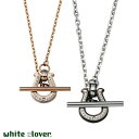 【お買い物マラソン ポイント5倍!】 ホワイトクローバー white clover ステンレス ペア ネックレス 馬蹄 マンテル アレルギーフリー サージカルステンレス316L ピンク 4SUP092GO-093BK