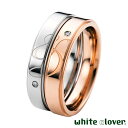 ホワイトクローバー white clover ペア リング 指輪 アクセサリー 金属アレルギー対応 & アンド ステンレス ダイヤモンド 7~13号 13~19号 アレルギーフリー 刻印可能 4SUR053GO-SV-P
