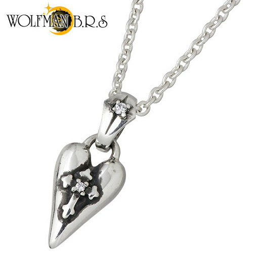ウルフマンB.R.S WOLFMAN B.R.S スピル ハートチャームWH シルバー ネックレス アクセサリー チェーン付き ストーン シルバー925 スター...
