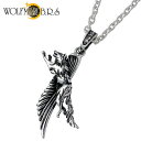 【ポイント5倍! 13日まで!】 ウルフマンB.R.S WOLFMAN B.R.S ランニング ウルフ x フェザー シルバー ネックレス アクセサリー チェーン付き スワロフスキー 狼 羽 フェザー シルバー925 スターリングシルバー WO-P-175CL100
