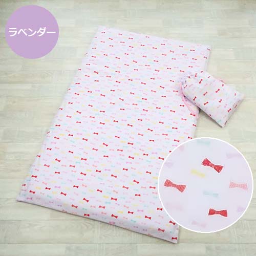 【お昼寝敷き布団カバー　巾着袋付き　キャンディりぼん】オックス綿　綿100％ コットン100 お昼寝布団カバー ファスナータイプ YKKファスナー 日本製 敷き布団カバー 敷きカバー 敷き布団用 洗い替え シーツ 女の子向け 通園 ベビー用 キッズ【フジキ】 3