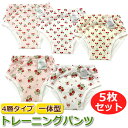 4層タイプ 一体型 トレーニングパンツ 5枚組み いちご さくらんぼ 女の子向け ネームタグ付き ピンク ホワイト トイレトレーニング トイトレ 通園 園児 保育園 ベビー キッズ【ニシキ】【F4009E】【あす楽対応】