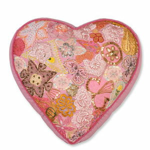 【アウトレット】【Outlet】【訳あり】COLORIQUE/カラリクビンテージサリーハート&#9825;クッション（ベビーピンク）【Bindi Filled Heart Cushion 】