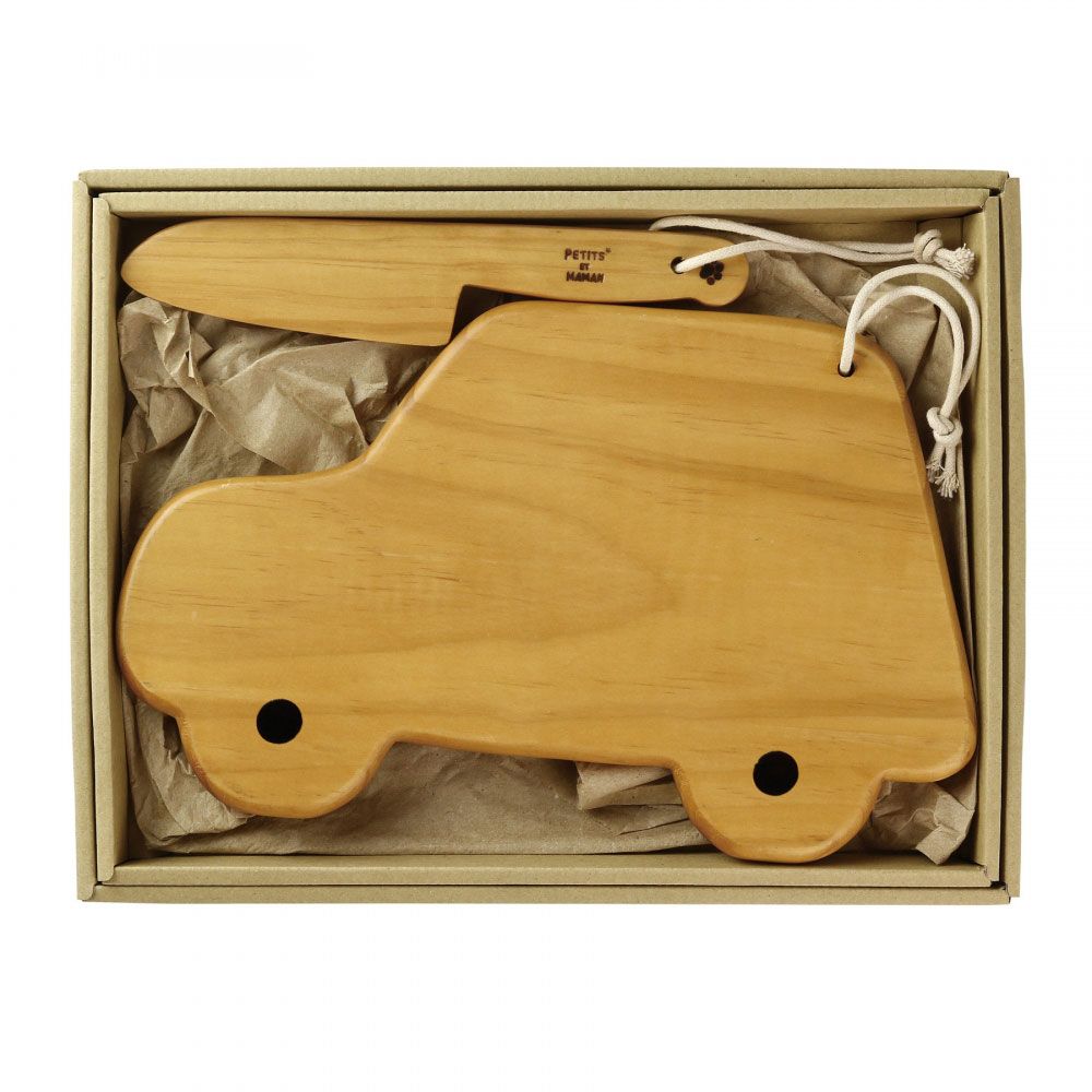 SPICE OF LIFE プチママンキッズウッドナイフ＆カッティングボードセット カー 子ども 木製 まな板 包丁