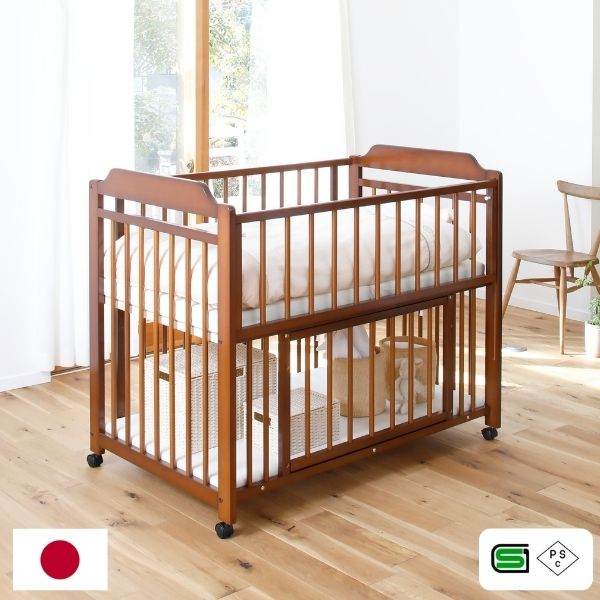 キンタロー ベビーベッド [ エクタ ] 日本製 キンタローベッド ハイタイプ 24ヶ月まで キャスター付き 赤ちゃん用ベッド [ 床板の変更が可能 ] 2