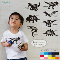 恐竜 ティラノサウルス 名入れ プレゼント Tシャツ [ 恐竜シルエット ] 出産祝い ...