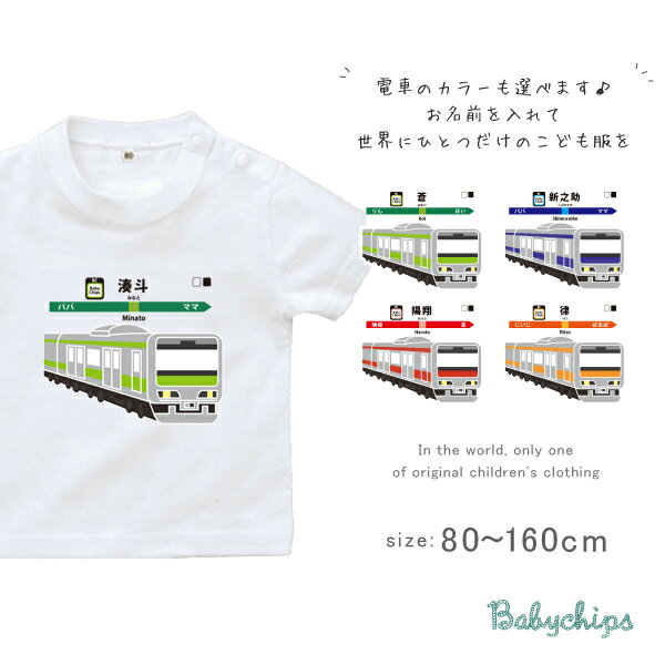 名入れ 名前入 半袖 Tシャツ [ 走る電車 ] お誕生日 プレゼント 電車 好き 鉄道 駅 看板 こども服 キッズ ジュニア ベビー 乗り物 働く おそろい 兄弟 姉妹 リンク T お出掛け 帰省 旅行 出産祝い パパ ママ なつ　サマー st std