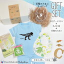 出産祝い 名前入り 恐竜 Tシャツ ロンパース 手形 オリジナル 誕生日 名入れ 半袖 長袖 プレゼント [ 恐竜のたまご 服＋手形スタイ2点ギフト] スタイ 人気 ティラノ たまご ギフト 人気 男の子 おしゃれ かわいい サプライズ ギフト セット 春 夏 秋 冬 服 子供 ベビー gift