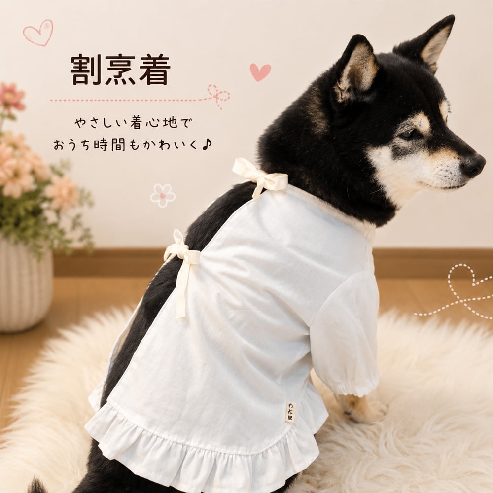 割烹着 犬 ペット 小型犬用 犬服 コスプレ ペットウェア メイドカフェ 超小型犬 お...