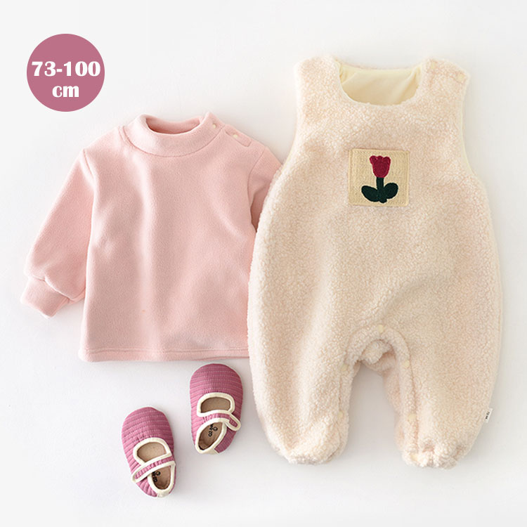 ロンパース 冬服 かわいい カバーオール ベビー 赤ちゃん 女の子 もこもこ 防寒 73 80 90 100cm 暖かい オールインワン ベビー服 ふわふわ 秋冬 誕生日 プレゼント ギフト パーティー ベージュ