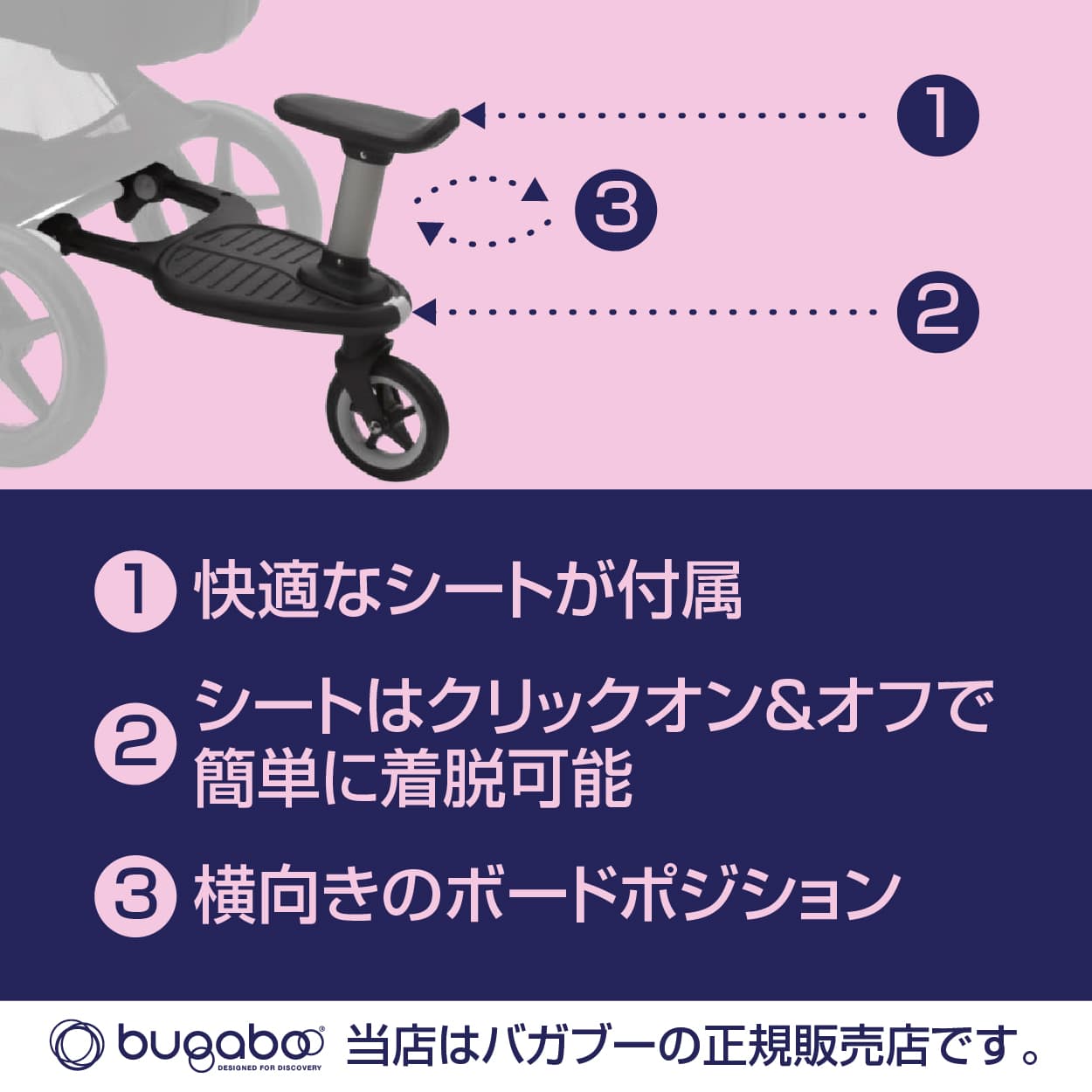 Bugaboo（バガブー）バタフライコンフォートホイールボード＋ステップボード／ベビーカーアクセサリー／2人乗りベビーカー／兄弟／姉妹／バガブーバタフライ専用