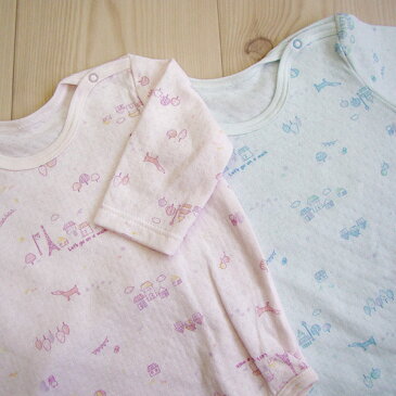 お買い得日本製 ベビーロンパース ボディウェア 長袖 スナップ付きTシャツ 70cm80cm 接結犬お散歩柄 男の子 女の子 新生児 出産祝い 出産準備 2575137 【月間優良ショップ】